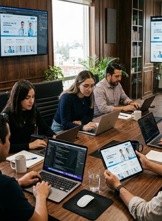 equipo de trabajo de agencia de diseño de sitios web para doctores